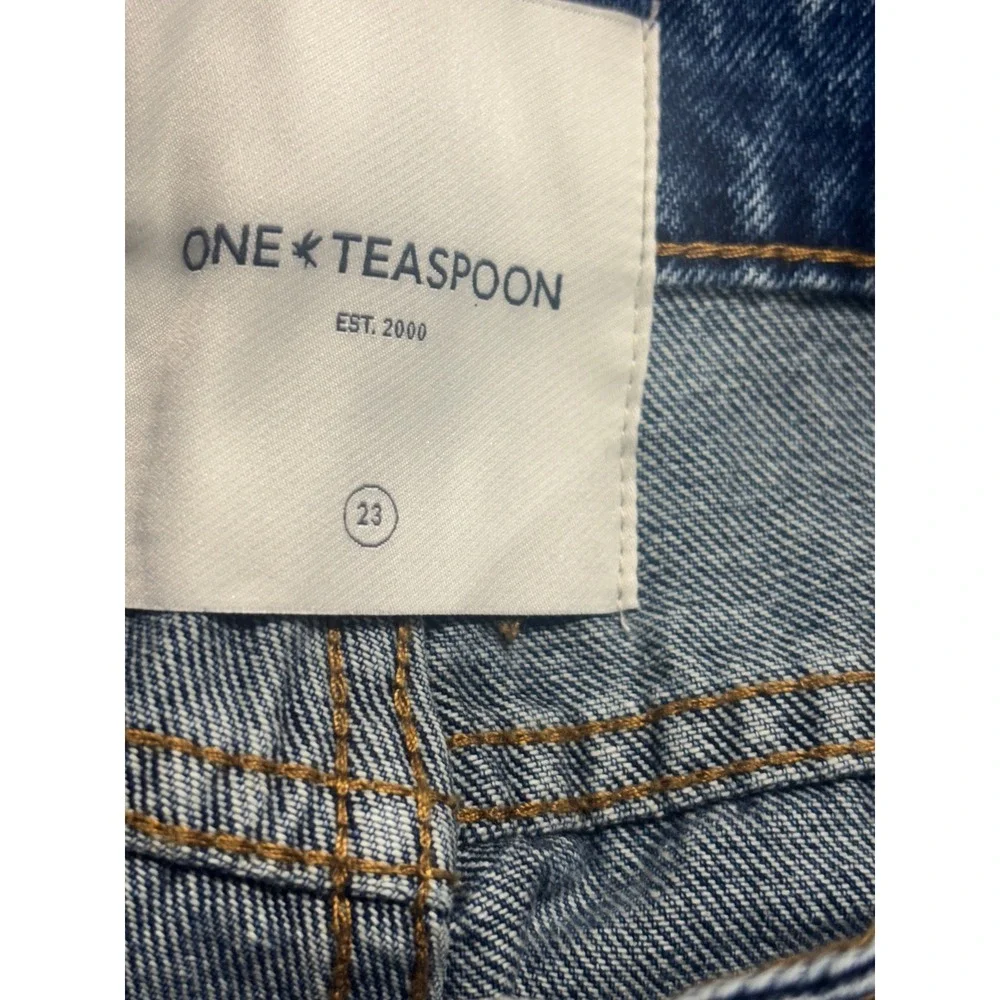 One Teaspoon Stevies Low Waist Long Length Boyfriend Denim Shorts Rosewood Sz 23